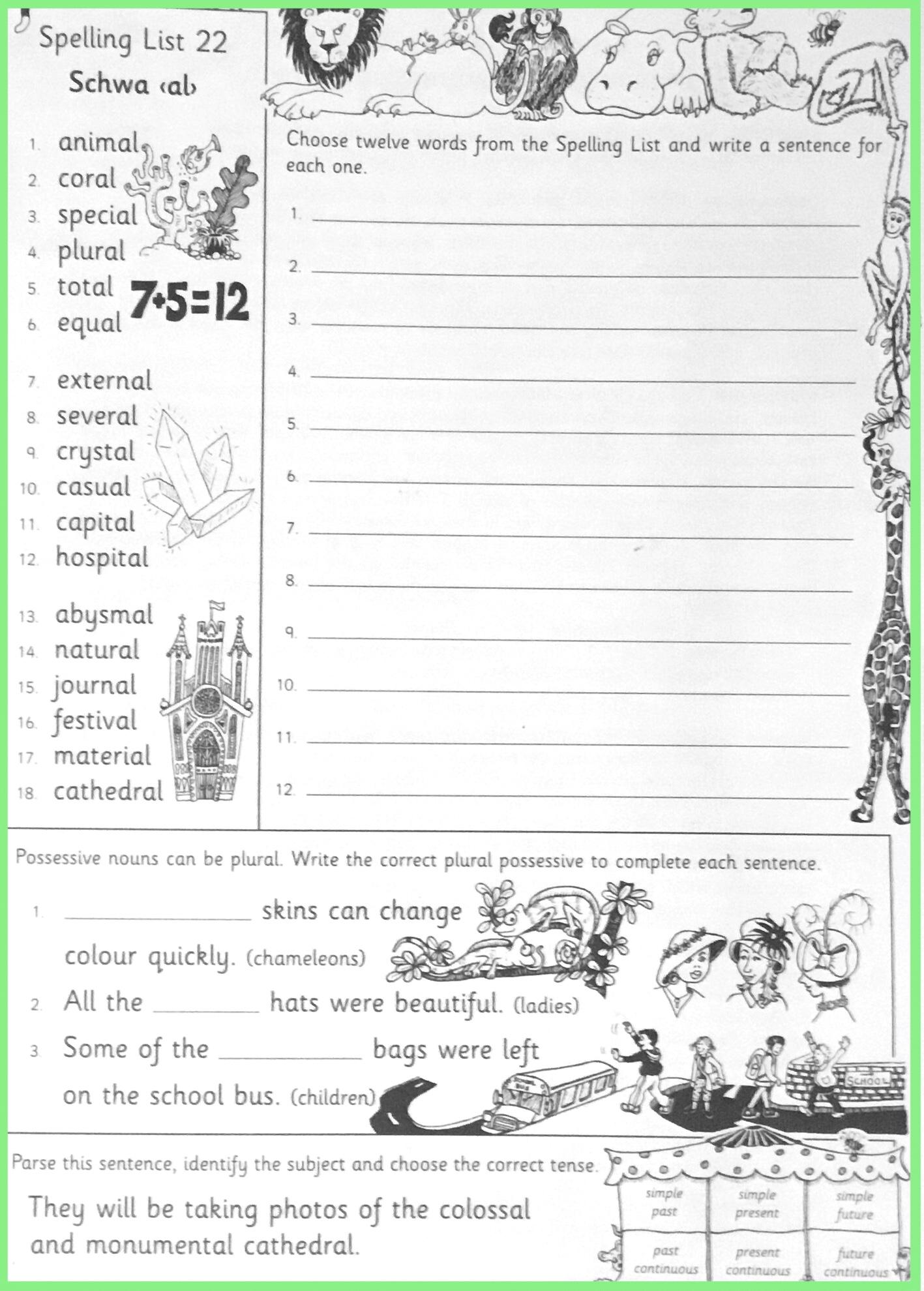 Spelling sheet Week 22